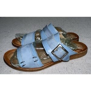 Miz Mooz Florra Sky Blue Leather & Suede Sandals Women's 39 8.5 9 Slides